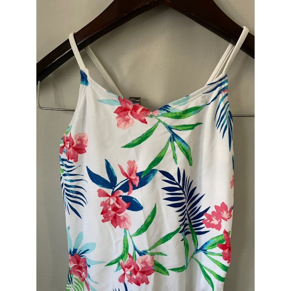 Kanu Surf Leonie White Colorful Tropical Print Full Piece Swimsuit - Size 12 - Picture 3 of 8
